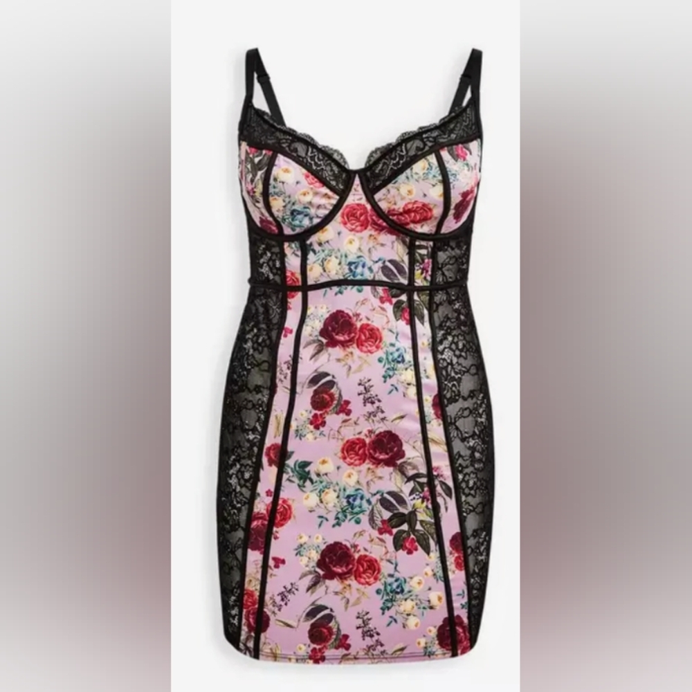 TORRID Floral Lace Trim Chemise Sz 1